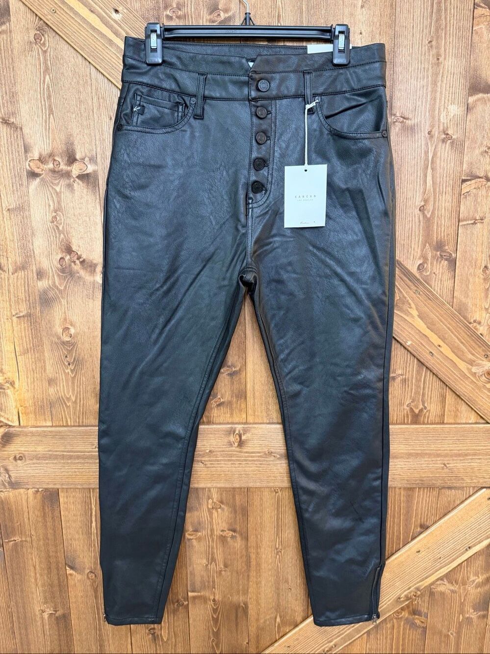 KanCan Women’s 11/29 Black Faux Leather Ankle Skinny High Rise Pants NWT (9264)